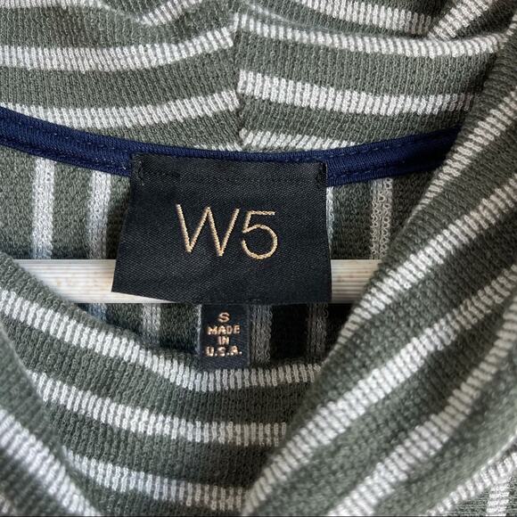 5/$30 W5 Concepts Cowl Neck Striped Blouse Olive Green S - Picture 4 of 5